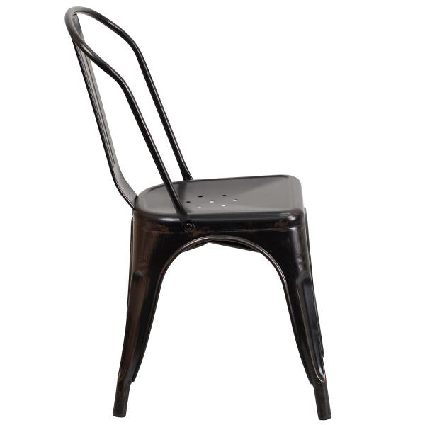 Lot # 1973 Flash Furniture Perry Commercial Grade Black Metal Indoor-Outdoor Stackable Chair