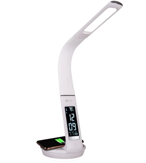 Lot # 296 OttLite LED Desk Lamp Clock Wireless Charging $43