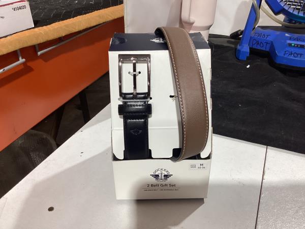 Lot # 371 Men's Dockers 2-Piece Boxed Belt Gift Set, Size: Medium, Black