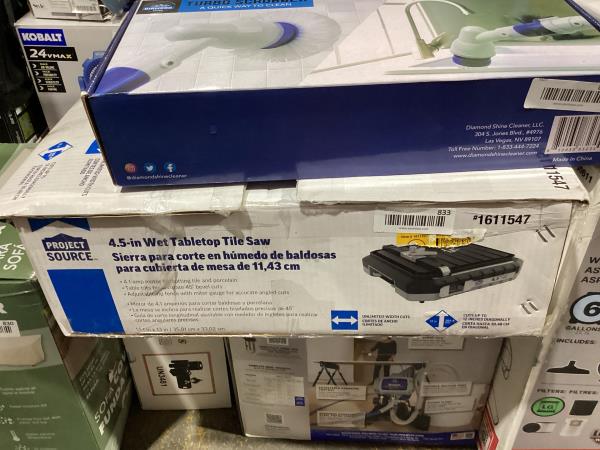 Lot # 833 Project Source 4.5-in Wet Tabletop Tile Saw $70