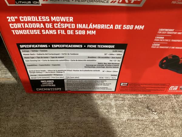 Lot # 1993 CRAFTSMAN V20 Lawn Mower, Push Mower $329