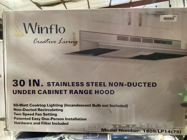 Lot # 1991 Winflo 30in Ductless Range Hood $130