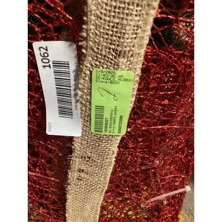 Lot # 1062 Holiday Decor Red Glitter Mesh Gift Box $50