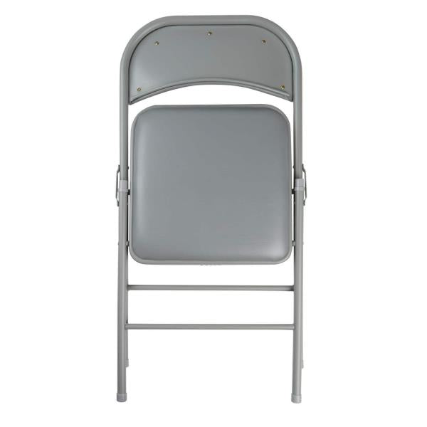 Lot # 2180 Gray Standard Indoor Folding Chair with Padded Seat
