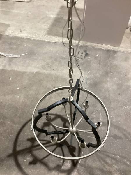 Lot # 626 Unbranded  Used Orb Chandelier BNBlack 6 Light Sockets  $180