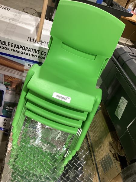 Lot # 2208 Flash Furniture Green Plastic School Chair $52 4PACK