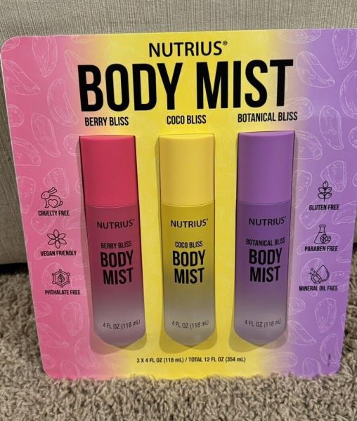 Lot # 783 Nutrius Body Mist Set 3 Cruelty Free $48