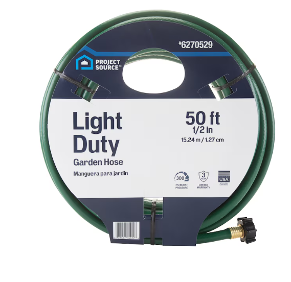 Lot # 2011 Project Source 1/2-in x 50-ft Light -Duty Vinyl Green Hose
