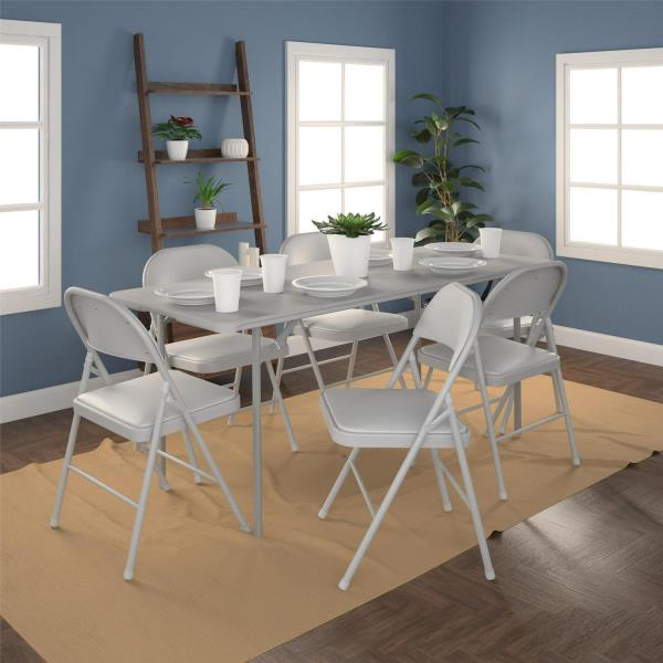 Lot # 2180 Gray Standard Indoor Folding Chair with Padded Seat