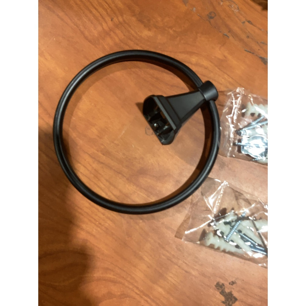 Lot # 1185 Matte Black Bathroom Towel Ring - $18