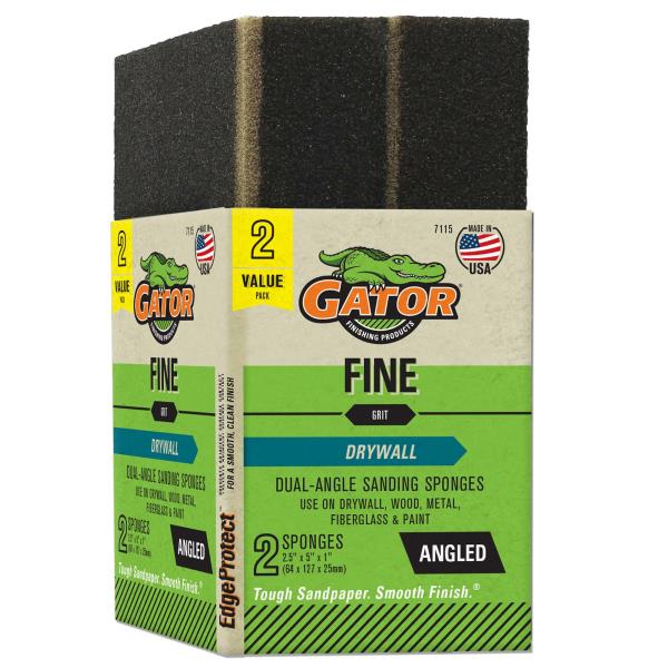 Lot # 790 Gator 7115 Medium 120-Grit Sanding Sponge, 2.5 x 5 x 1 Inch, 2 Sponges