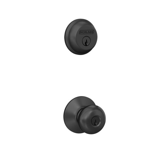 Lot # 802 Schlage FB50 N G PLY 622 Single Cylinder Deadbolt and Keyed Entry Plymouth Knob, Matte Black