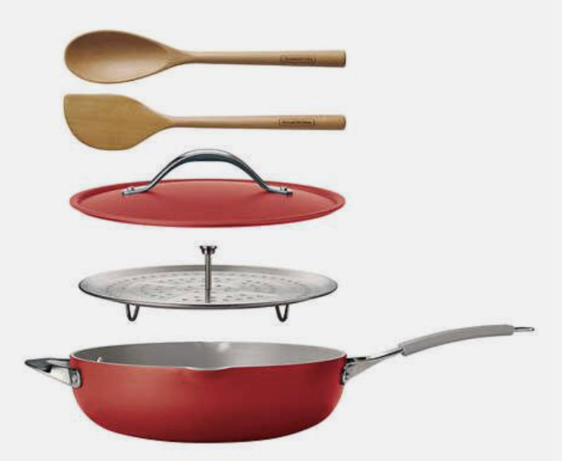 Tramontina 7PC 5-Quart All-In-One Ceramic Non-Stick Pan Red